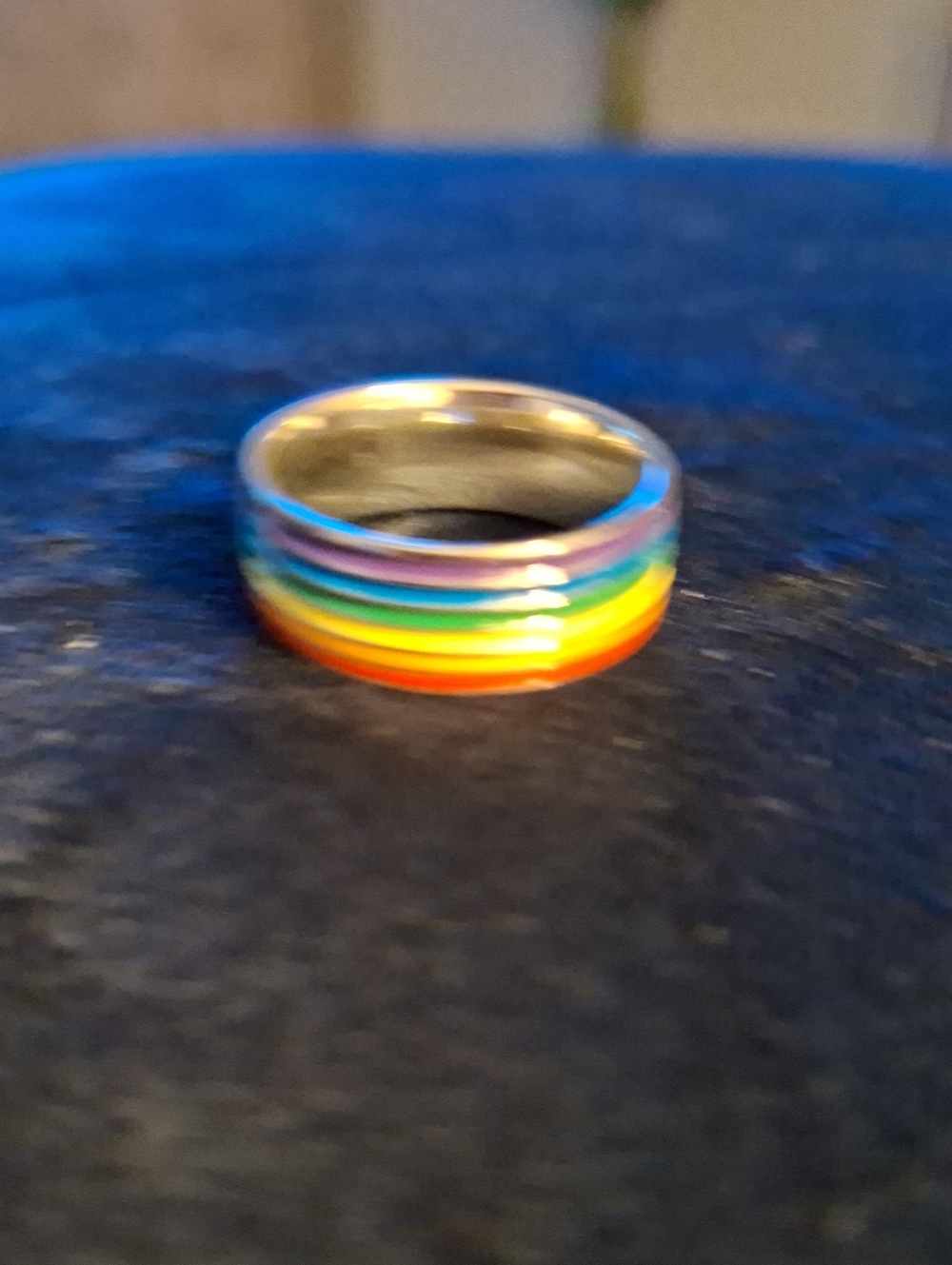 Rainbow Striped Stainless Steel Women’s Ring